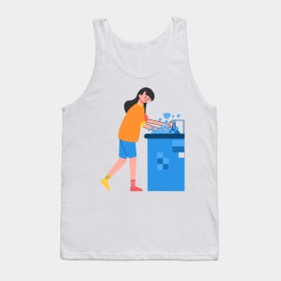 Hand Drawn "Woman Washing Hands" Tank Top